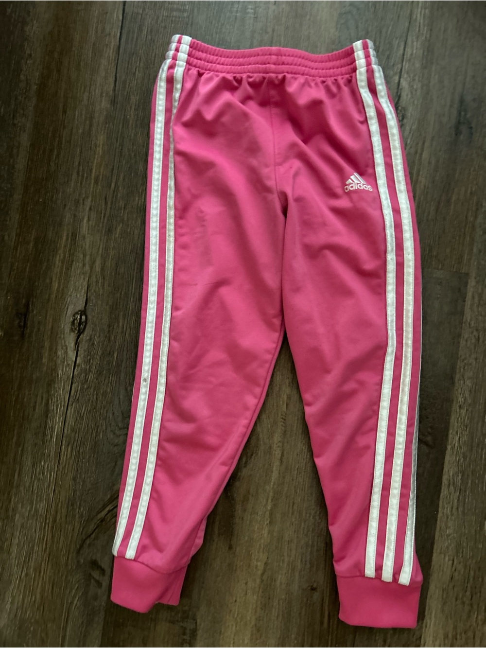 adidas Pink Kids Joggers with White Side Stripes